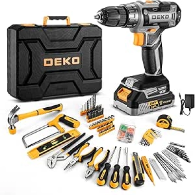 20V Cordless Drill Tool Kit Set - Complete Home Repair Toolbox with Battery & Charger
