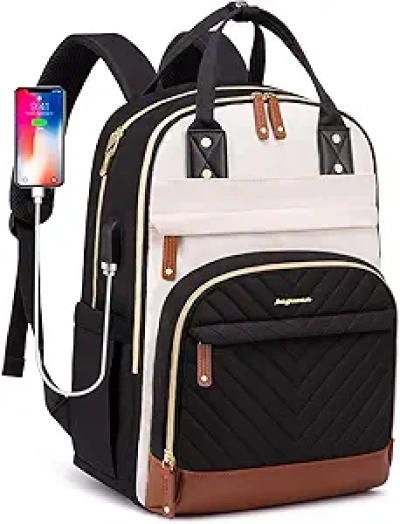 Women's 15.6 Laptop Backpack with USB Charger - Waterproof Anti-theft Travel Backpack