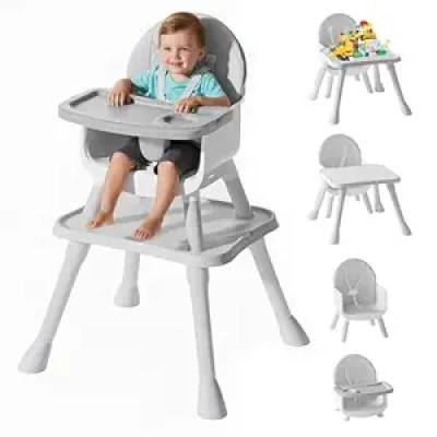 6 in 1 Convertible Baby High Chair - CPSIA Approved Grey Highchair for Babies & Toddlers