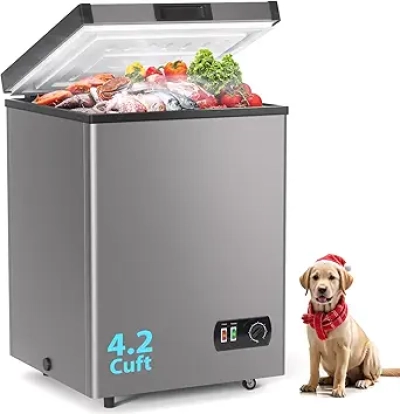 LifePlus 4.2 Cu Ft Chest Freezer - Compact Deep Freezer with 7 Temperature Control