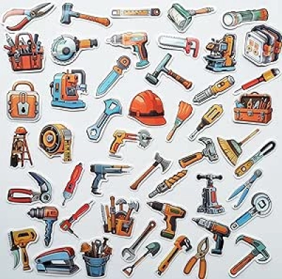 50Pcs Hand Tool Stickers for Toolbox - Waterproof Decals for Storage & Personalization