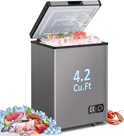 4.2 Cu Ft Chest Freezer - Quiet Deep Freezer with Adjustable Temperature & Energy Saving