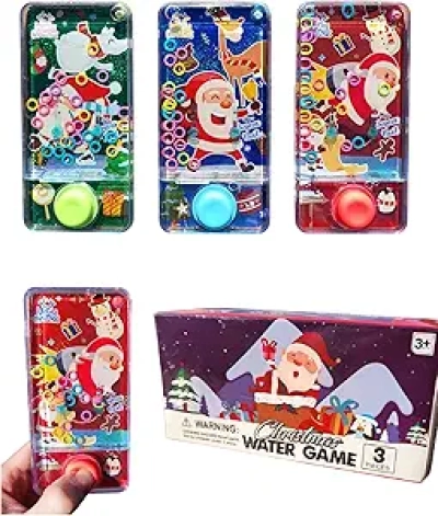 3 Pack Christmas Water Ring Toss Games - Santa & Holiday Designs Stocking Stuffers