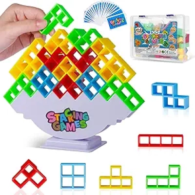 CERBONNY 48Pc Tetra Tower Stacking Blocks Game - Family Board Game for Kids & Adults