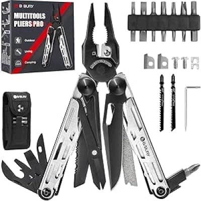 BIBURY 31-in-1 Multitool Pliers Pro | Stainless Steel with Replaceable Wire Cutters & Saw