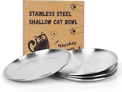 4-Pack Stainless Steel Cat Food Bowls - Whisker-Friendly Non-Slip Feeding Dishes