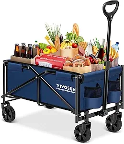 VIVOSUN Collapsible Folding Wagon 210Lbs Capacity - All-Terrain Wheels & Adjustable Handle