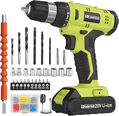 FADAKWALT 20V Cordless Drill Set with Battery - 30N.m Torque, 21+1 Settings