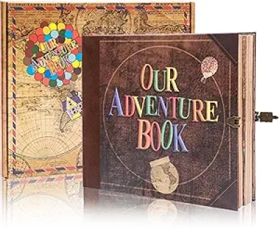 Up Adventure Scrapbook 146-Page DIY Leather Memory Book - Perfect Gift