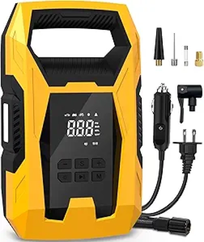 CARSUN AC/DC Portable Tire Inflator - Dual Power Air Compressor 150 PSI