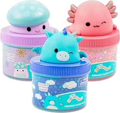 Original Squishmallows Premium Cloud Slime 3-Pack with Charms & Glitter Add-Ins