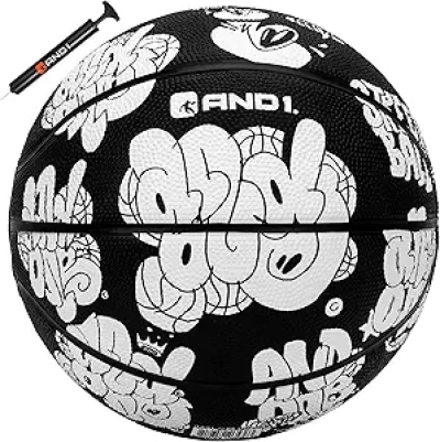 AND1 Toss Up Youth Basketball - 27.5" Rubber Streetball with Pump