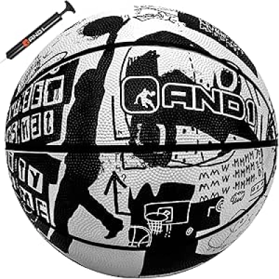 AND1 Street Art 27.5 Youth Basketball - Durable Rubber Streetball with Pump