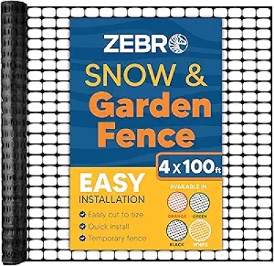 4' x 100' Black Plastic Garden Fence Roll - Reusable Safety Netting for Yards & Animals