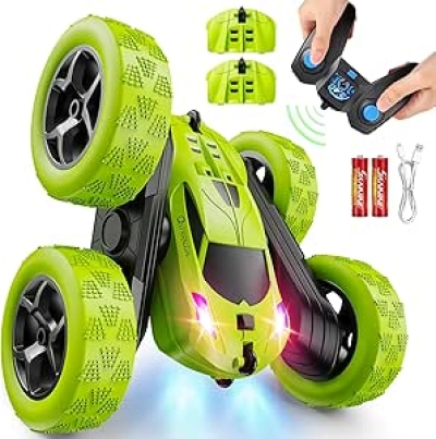 4WD RC Stunt Car for Kids 6-12 | 360° Flip Remote Control Car with Dual Batteries