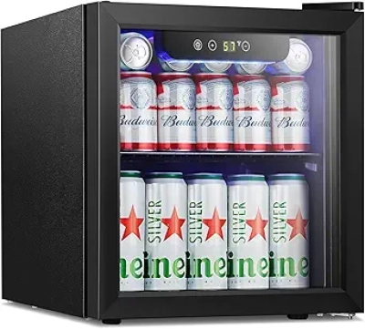 Antarctic Star 48 Can Mini Fridge - Wine Cooler with Glass Door & Digital Temperature Control