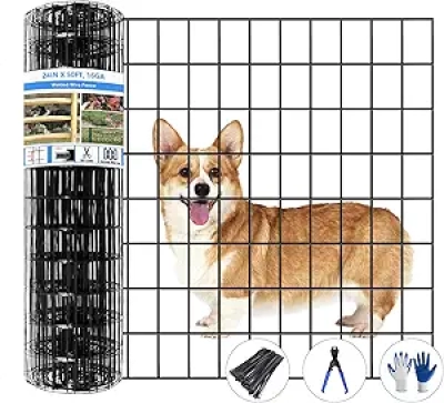 50ft x 24in Welded Wire Fence for Garden & Chicken - PVC Coated Anti-Rust Metal Mesh