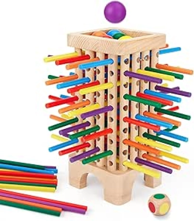 Montessori Wooden Board Game - Educational Sticks Dice Game for Kids 3-6 Years