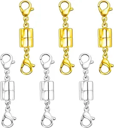 Magnetic Necklace Clasps 14K Gold Silver - Double Lobster Clasp Jewelry Extender