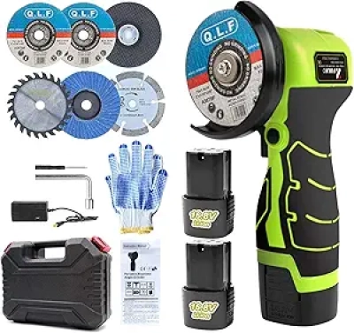 Cordless Angle Grinder Kit 19500RPM - Mini Electric Grinder with 2 Batteries & 5 Discs