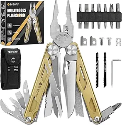 BIBURY 31-in-1 Multitool Pliers Pro - Heavy-Duty Stainless Steel with Replaceable Wire Cutters
