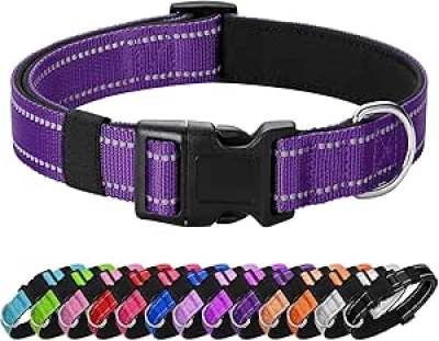 Reflective Padded Dog Collar for Medium Dogs | Quick Release Neoprene Breathable