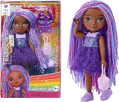 Rainbow High Littles Indigo Bailey 5.5" Purple Posable Doll with Magical Fox Pet