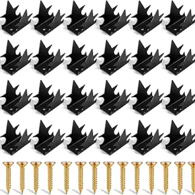 24 Pcs Anti Climb Fence Spikes - Home Security & Wildlife Deterrent (Black)