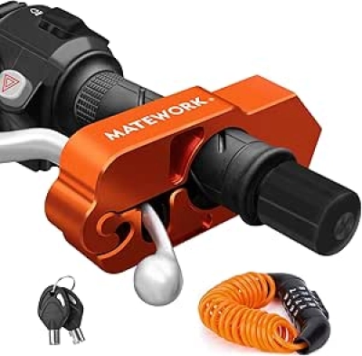 Heavy Duty Motorcycle Lock Anti Theft with Helmet Lock - Universal Handlebar & Brake Lock
