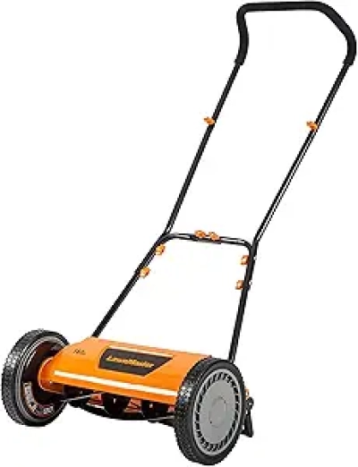 LawnMaster LMRM1602 16-Inch Push Reel Lawn Mower - 5-Blade Manual Grass Cutter