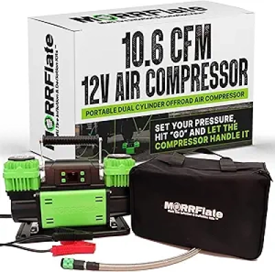 MORRFlate TenSix PSI Pro 12V Air Compressor - 10.6 CFM Portable Dual Cylinder Offroad