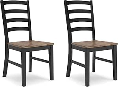 Signature Design Wildenauer Armless Dining Chairs Set of 2 - Ladderback Black & Brown