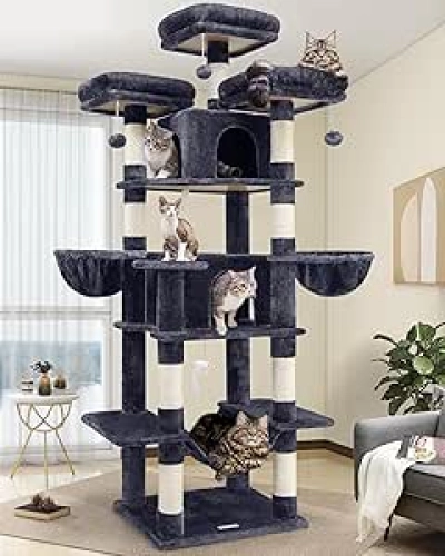 80 Inch XXL Cat Tower for Multiple Cats | Globlazer Big Cat Tree with Scratching Posts