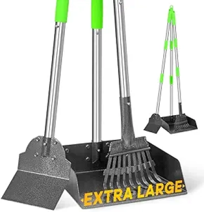 TOOGE Large Dog Pooper Scooper - 9"x9.5" Heavy Duty Metal Rake Shovel with 38" Long Handle