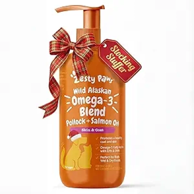 Zesty Paws Wild Alaskan Omega-3 Fish Oil for Dogs & Cats | Skin & Coat Support