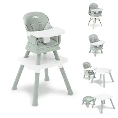 Jeep Milestone 6-in-1 Convertible High Chair - Sage Green | Delta Children
