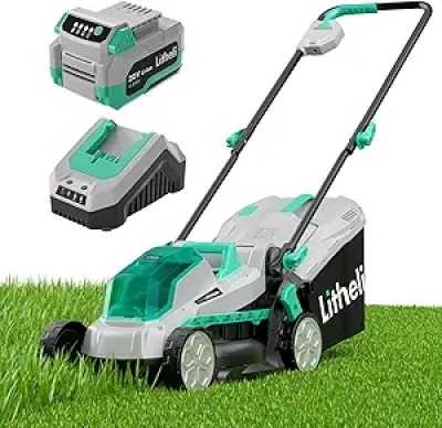 Litheli 20V 13" Cordless Lawn Mower - Brushless Electric Mower for Small Yards