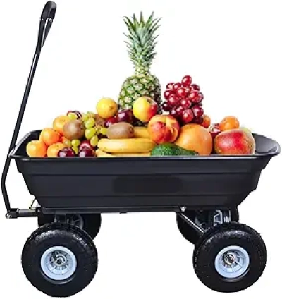 600 lbs Heavy Duty Garden Dump Cart with 180° Rotating Handle & 10" Pneumatic Tires