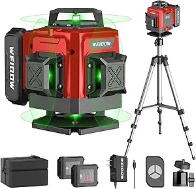 4D Laser Level 360° Self-Leveling with Tripod | WEIDDW 4x360° Cross Line Laser