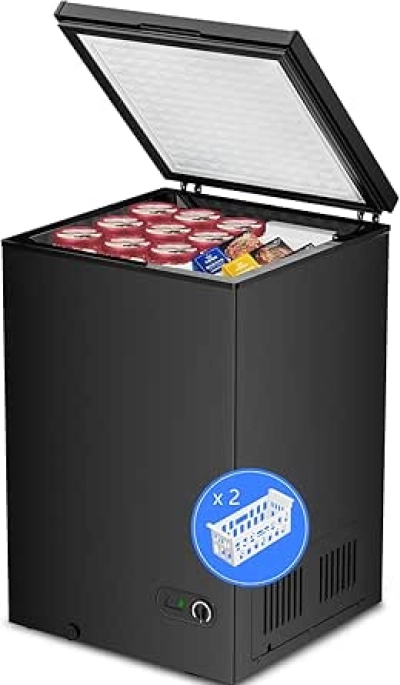 Kismile 3.5 Cu Ft Chest Freezer - Compact Deep Freezer with Adjustable Temperature Control