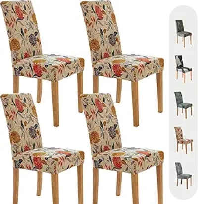 Secgo Stretch Dining Chair Covers 4 Pack - Washable Spandex Slipcovers