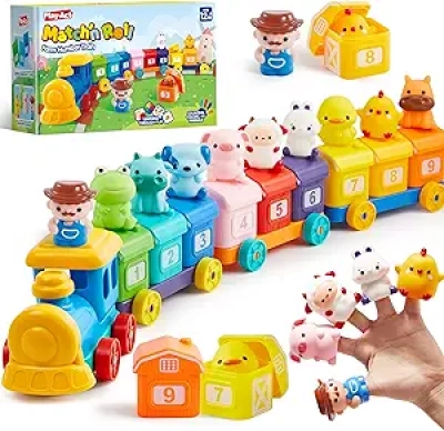 Montessori Counting Train Toy for Toddlers 1-3 Years | Farm Animals Learning Set
