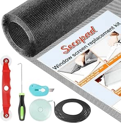 Window Screen Door Repair Kit 48x177" - Fiberglass Mesh Replacement with Tools