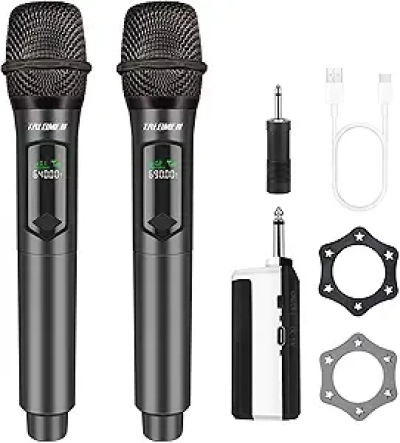 Professional Wireless Dual Handheld Microphone System - 160ft Range, Rechargeable K60-2