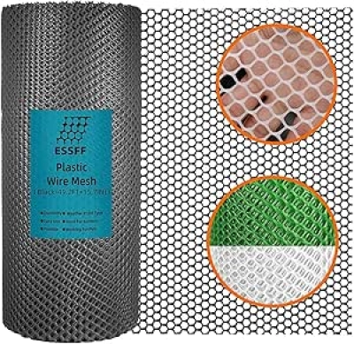 Pet & Garden Safeguard Black Plastic Netting - 15.7IN x 49.2FT Roll for Poultry, Dogs & Rabbits