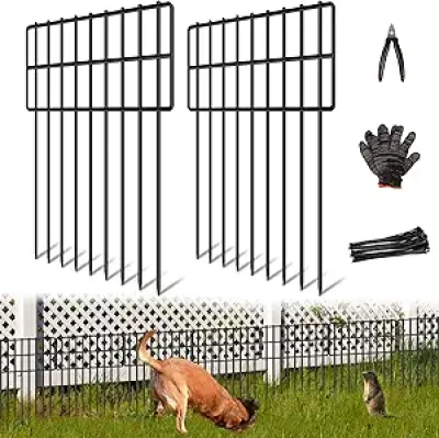 25 Panels Dog Dig Fence Barrier 17in H x 27ft L - Rustproof Metal Garden Animal Fence