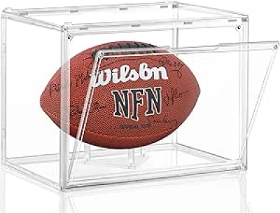 KKU Acrylic Football Display Case with Magnetic Door - UV Protected Memorabilia Holder