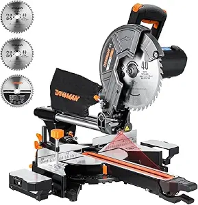 DOVAMAN 10-Inch Sliding Miter Saw with Laser Guide & Dual-Speed TCT Blades