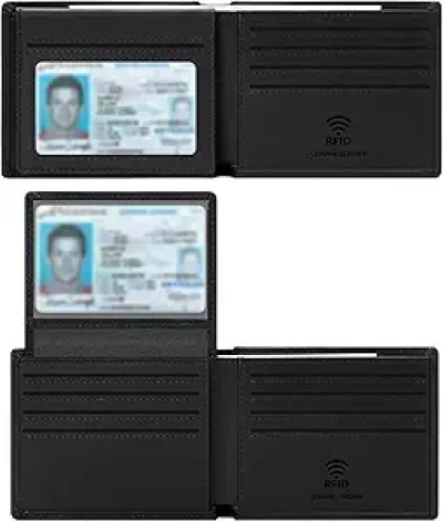 Genuine Leather RFID Blocking Bifold Wallet for Men | Handmade with 2 ID Windows