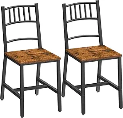 HOOBRO Dining Chairs Set of 2 - Wooden Kitchen Chairs with Metal Frame